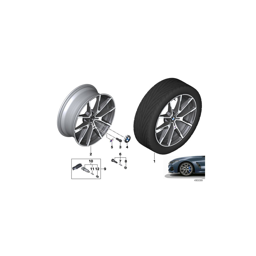 Genuine BMW 36118072023 G16 G14 G15 Disc Wheel Light Alloy Jet Bl.Sol.Paint 8JX20 ET:26 (Inc. 840dX, M850iX & 840i)