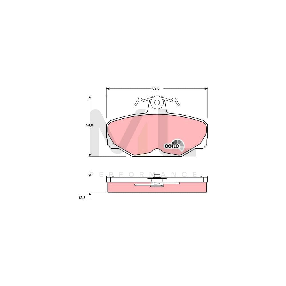 TRW Cotec Gdb472 Brake Pad Set Not Prepared For Wear Indicator, With Brake Caliper Screws, With Accessories