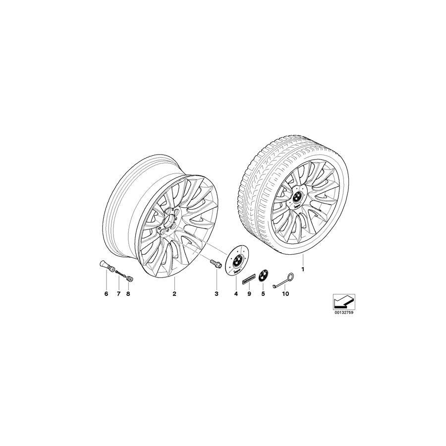 Genuine BMW 36117897251 E65 E66 Light Alloy Rim, Silver 10JX20 ET:24 (Inc. 745d, 740d & 730i)