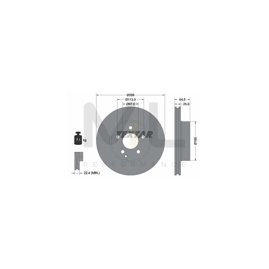 TEXTAR PRO 92159603 Brake Disc suitable for MERCEDES-BENZ C-Class Internally Vented, Coated, without wheel hub, without wheel studs  - 1 piece