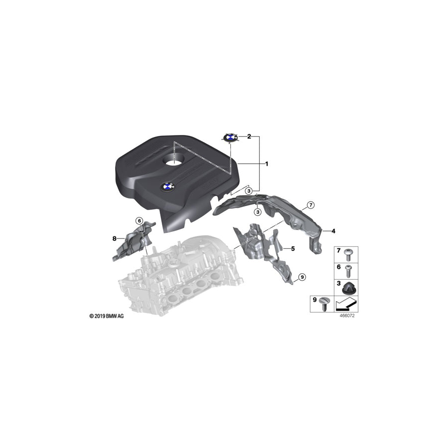 Genuine BMW 11148619125 G01 G31 G11 Acoustic Cover Cylinder Head Cover (Inc. X3 20i, 520i 1.6 & 730i)