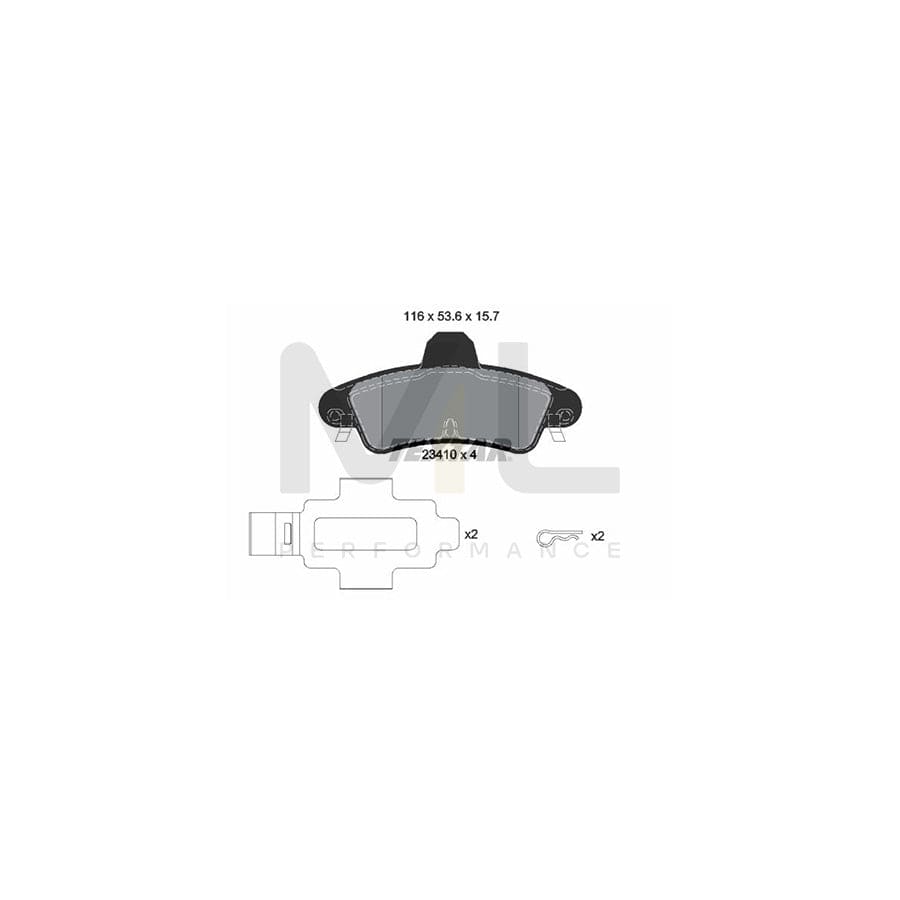 TEXTAR 2341007 Brake pad set not prepared for wear indicator, with accessories
