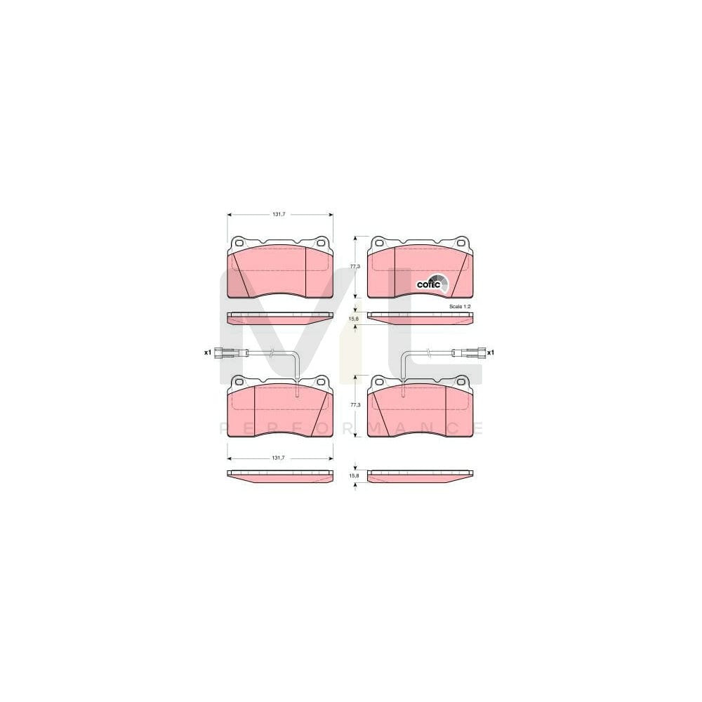 TRW Cotec Gdb1363 Brake Pad Set Incl. Wear Warning Contact