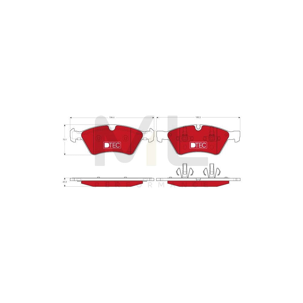 TRW Dtec Cotec Gdb1642Dte Brake Pad Set Prepared For Wear Indicator