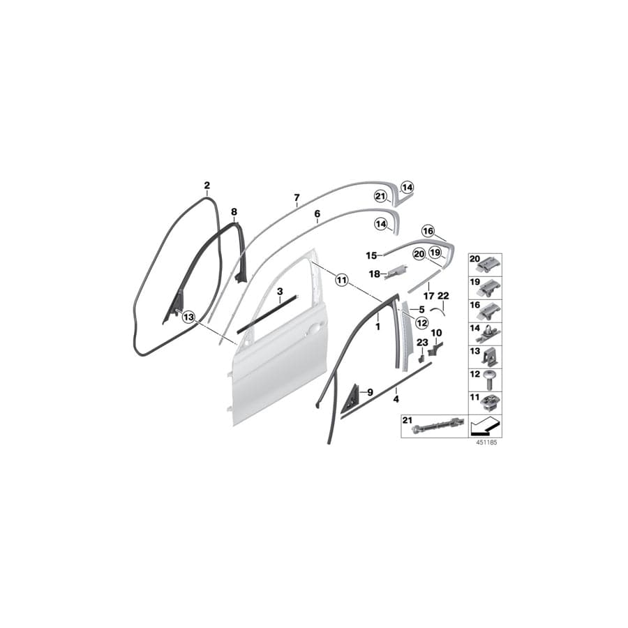 Genuine BMW 51337259381 F31 F80 F30 Sealing,Window Frame,Interior Frnt Left (Inc. Hybrid 3)
