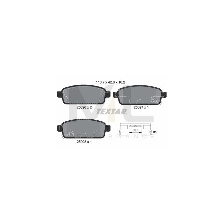 TEXTAR 2509606 Brake pad set with acoustic wear warning