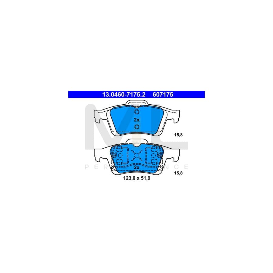 ATE 13.0460-7175.2 Brake pad set excl. wear warning contact, not prepared for wear indicator