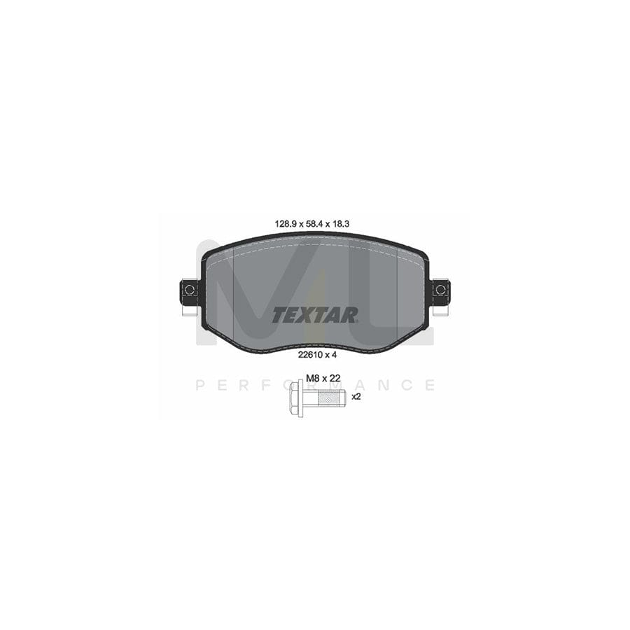 TEXTAR 2261001 Brake pad set for RENAULT MEGANE with acoustic wear warning, with brake caliper screws