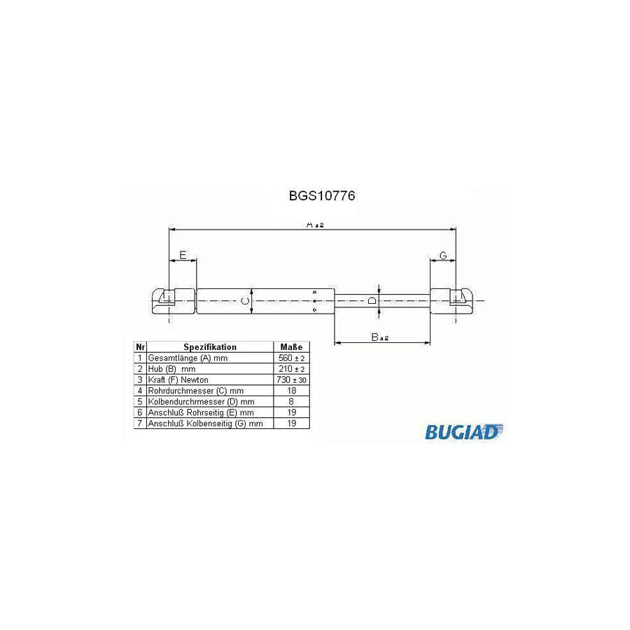 BUGIAD Bgs10776 Tailgate Strut for Renault Espace III (Je)