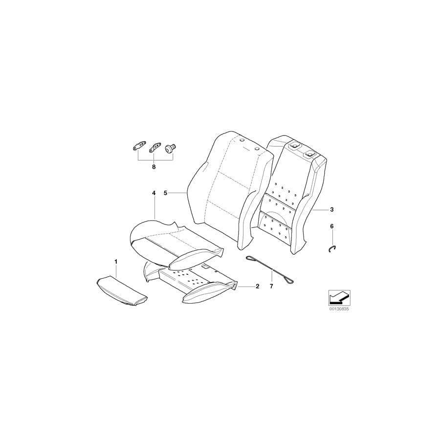 Genuine BMW 52107117033 E63 Cover Backrest, Leather SCHILF (Inc. 630i, 635d & 650i)