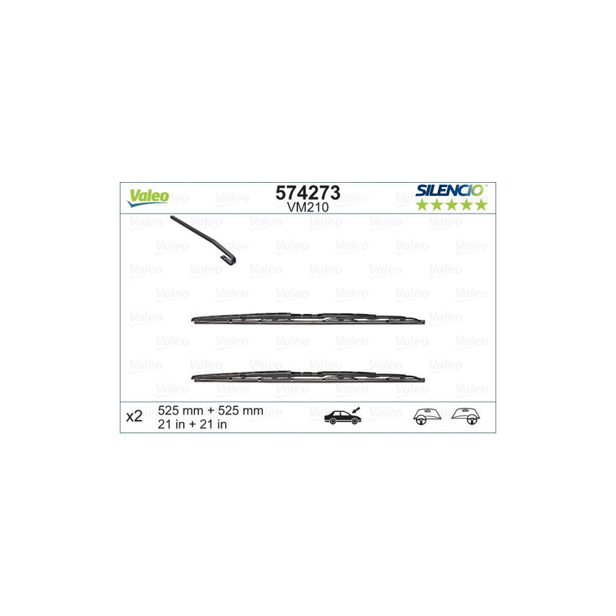 Valeo Silencio, Silencio Conventional Set 574273 Wiper Blade For Land Rover Discovery Ii (L318)