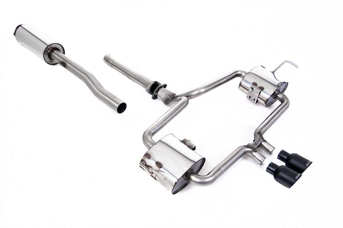 MillTek SSXM478 Mini R53 Cooper S Cat-Back Resonated with Cerakote Black 76mm Trims - EC-Approved