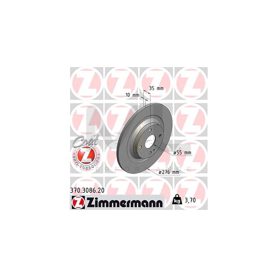 ZIMMERMANN COAT Z 370.3086.20 Brake Disc for MAZDA MX-5 II (NB) Solid, Coated  - 1 piece
