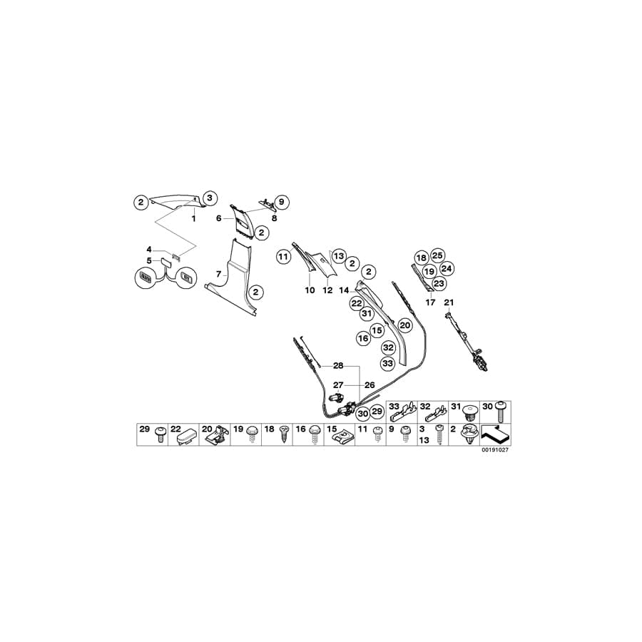 Genuine BMW 51436987132 E61 Trim Panel C-Column, Front Right CREAMBEIGE (Inc. 530d, 530xi & 525d)