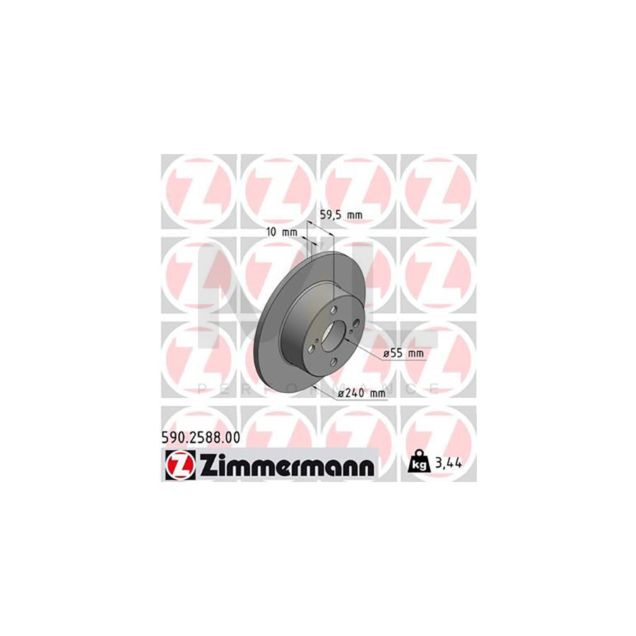 ZIMMERMANN 590.2588.00 Brake Disc for TOYOTA COROLLA Solid  - 1 piece