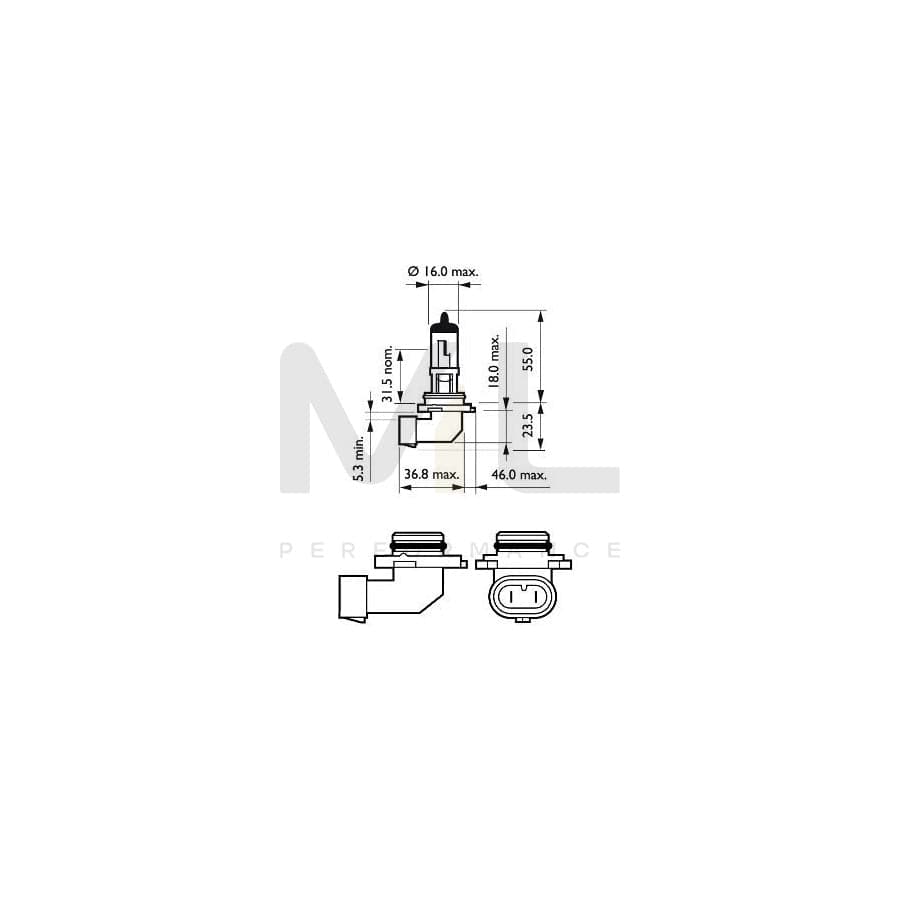 PHILIPS 9006XVPB1 Bulb, spotlight HB4 12V 51W P22d Halogen