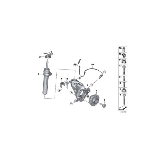 Genuine BMW 37106876686 Front Right Spring Strut (Inc. Cooper S, Cooper SD & Cooper D)