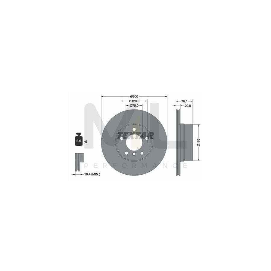 TEXTAR PRO 92199503 Brake Disc for BMW 1 Series Internally Vented, Coated, without wheel hub, without wheel studs  - 1 piece