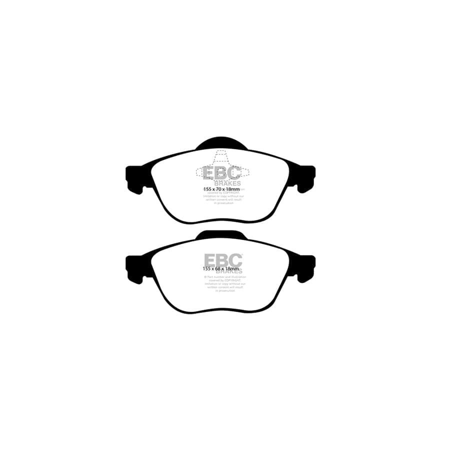 EBC PD03KF1304 Renault Laguna 2 Yellowstuff Front Brake Pad & Plain Disc Kit - ATE Caliper 2 | ML Performance UK Car Parts