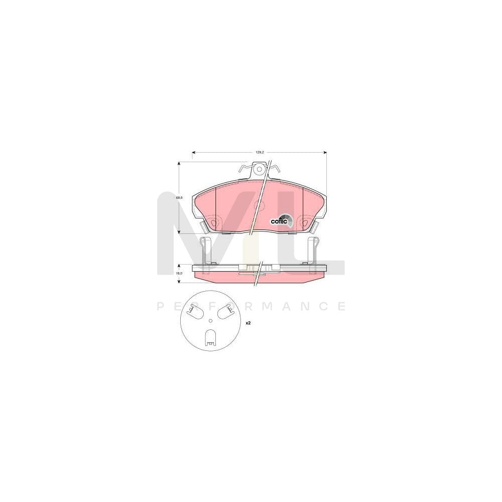 TRW Cotec Gdb3267 Brake Pad Set For Honda Civic With Acoustic Wear Warning