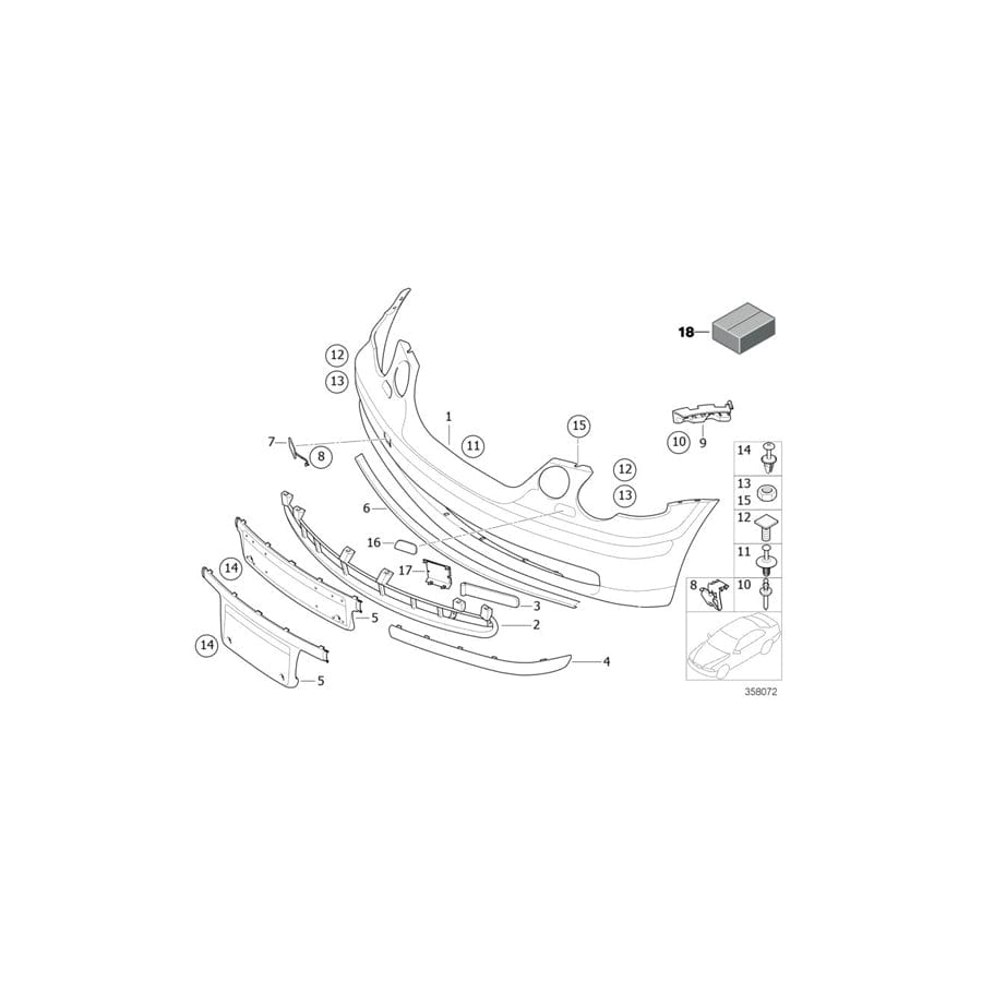 Genuine BMW 51117046910 E46 Trim Cover, Bumper, Primed, Front (Inc. 318ti, 325ti & 318td)