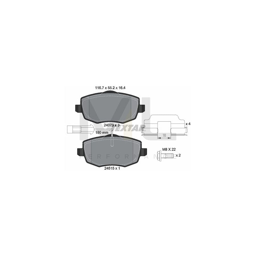 TEXTAR 2407303 Brake pad set for LANCIA Ypsilon II (843) with integrated wear warning contact, with accessories