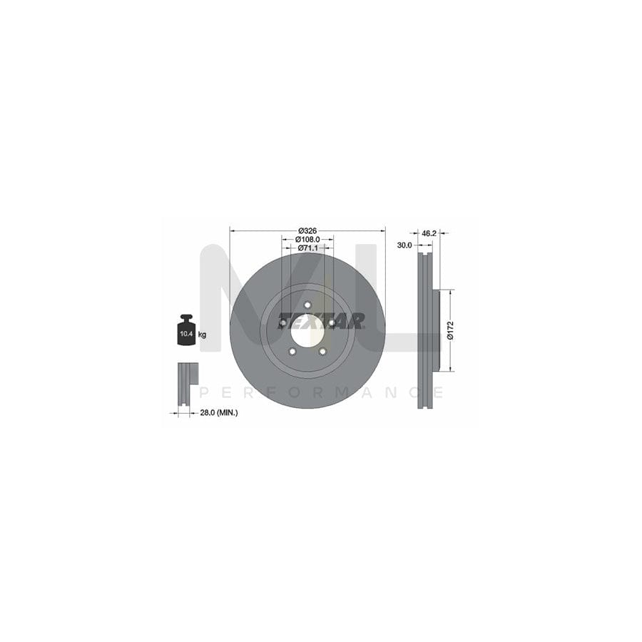 TEXTAR 92173500 Brake Disc Internally Vented, without wheel hub, without wheel studs  - 1 piece