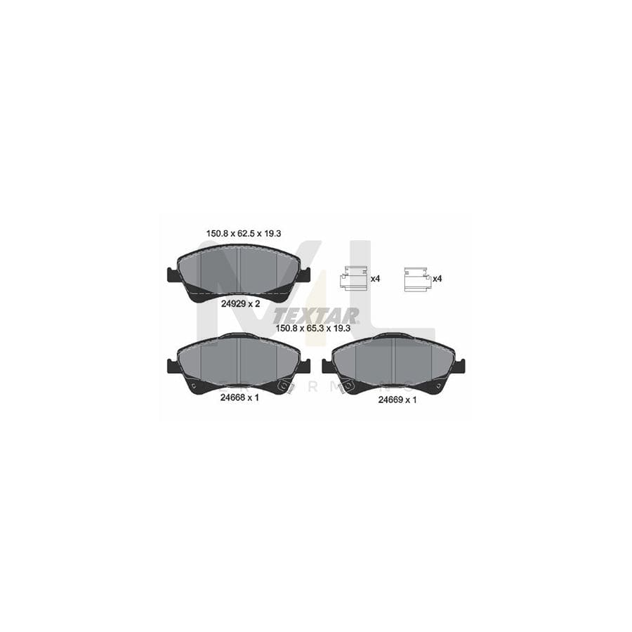TEXTAR 2466801 Brake pad set with acoustic wear warning