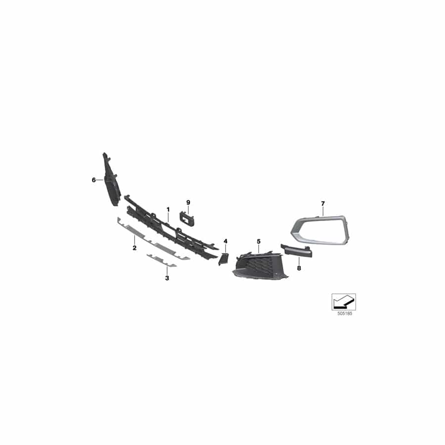 Genuine BMW 51117492324 G06 Trim On Grill, Side, Right X-LINE (Inc. X6 40iX, X6 30dX & X6 40i)