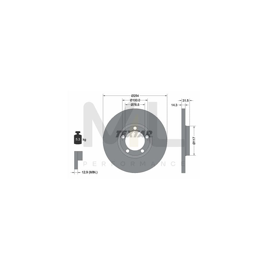 TEXTAR 92037900 Brake Disc for FORD TRANSIT Solid, without wheel hub, without wheel studs  - 1 piece