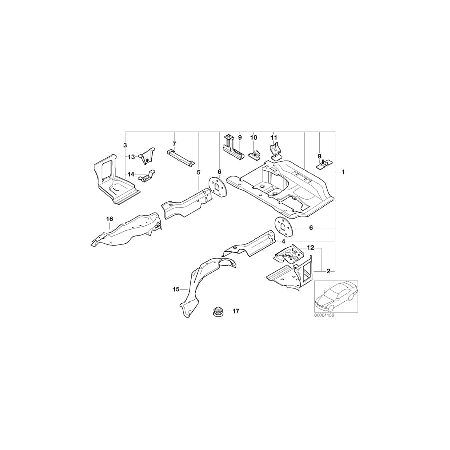 Genuine BMW 41127038063 E46 Mount, Trunk Floor, Lateral Left (Inc. 318ti, 325ti & 320td)