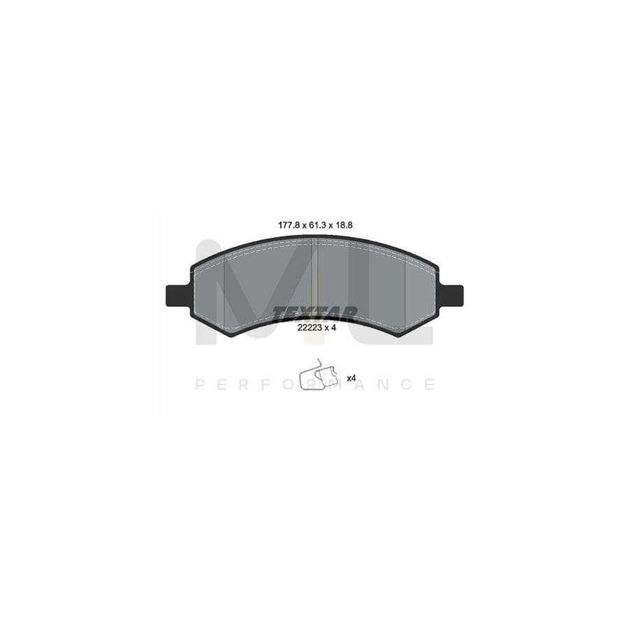 TEXTAR 2222301 Brake pad set not prepared for wear indicator, with accessories