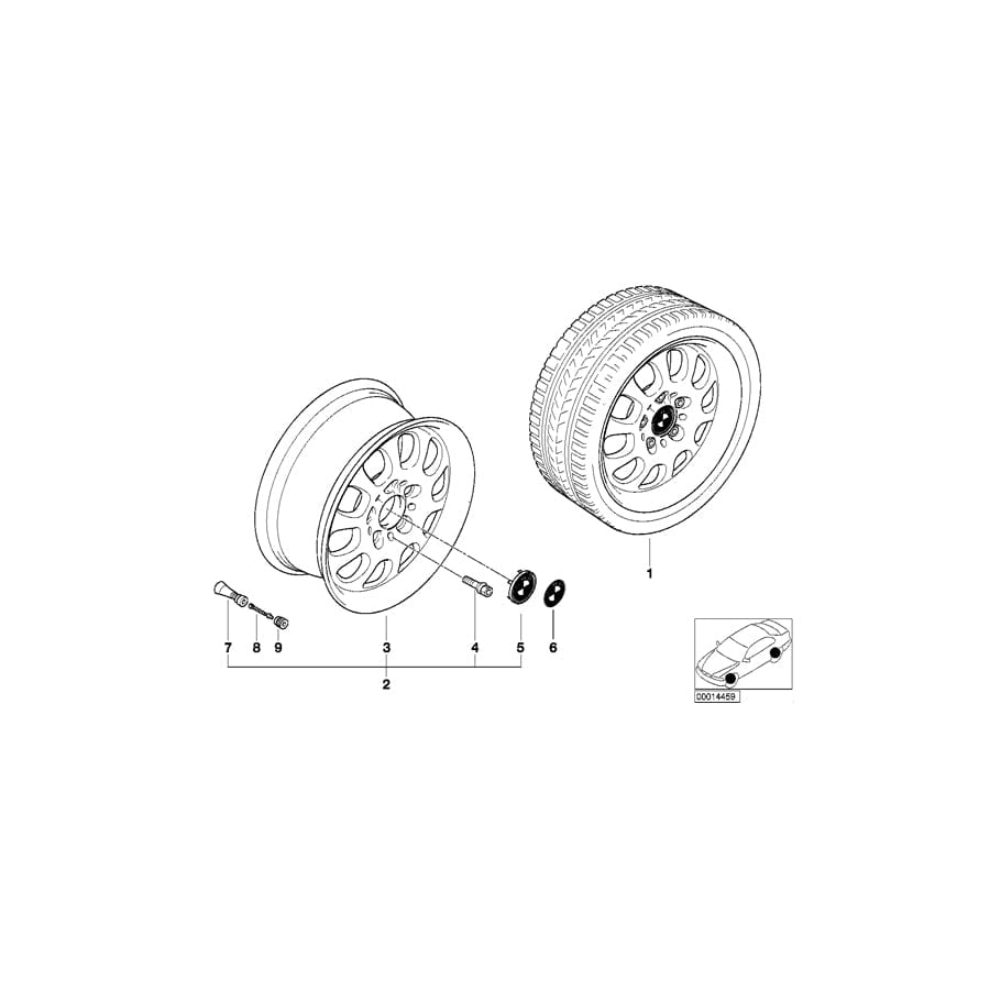 Genuine BMW 36111094502 E46 Light Alloy Rim 7JX16 ET:47 (Inc. 318ti, 316i 1.9 & 318i)