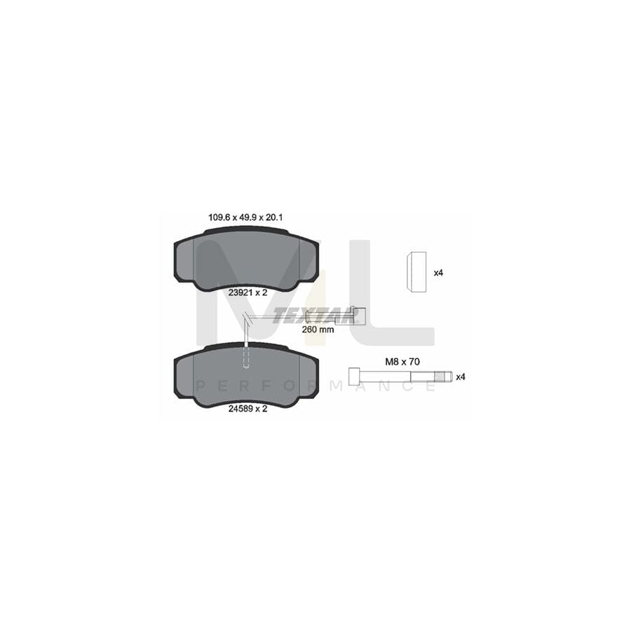 TEXTAR 2392103 Brake pad set with integrated wear warning contact, with brake caliper screws, with accessories