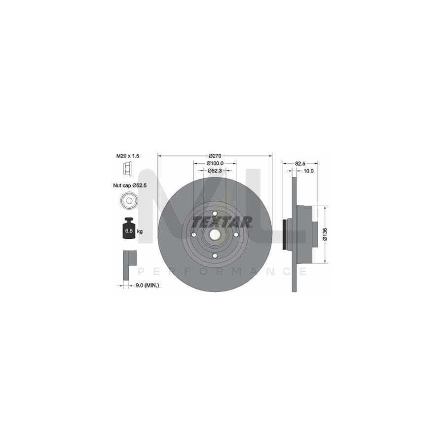 TEXTAR 92154500 Brake Disc Solid, with integrated magnetic sensor ring, with wheel bearing  - 1 piece