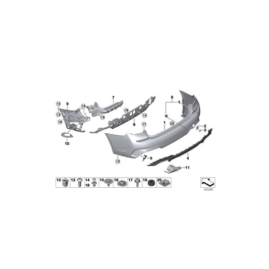 Genuine BMW 51128075816 G20 Grill, Bumper, Rear Right M (Inc. 320iX, 320d & 330e)