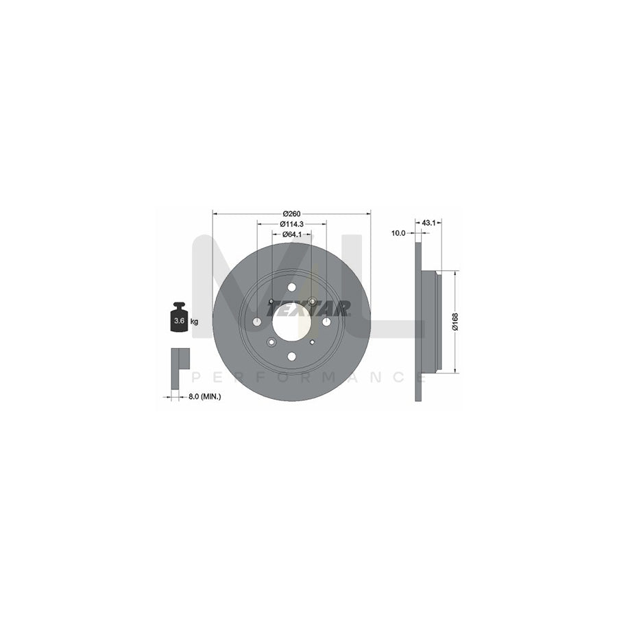 TEXTAR 92114300 Brake Disc Solid, without wheel hub, without wheel studs  - 1 piece