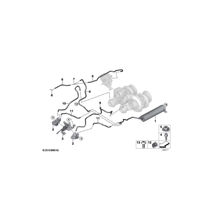 Genuine BMW 11657597696 F01 E72 F03 Vacuum Hose Yellow (Inc. 750LiS, Hybrid X6 & X6 50iX)