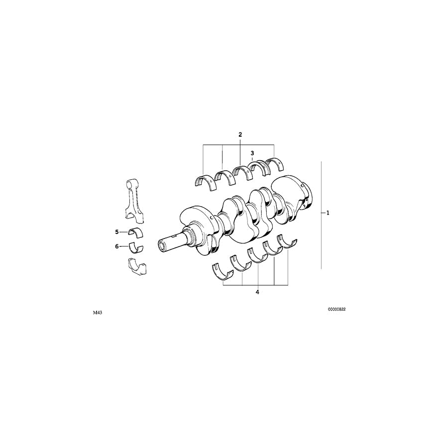 Genuine BMW 11211247629 E34 E36 At-Crankshaft With Bearing Shells (Inc. 518g, 518i & Z3 1.8)