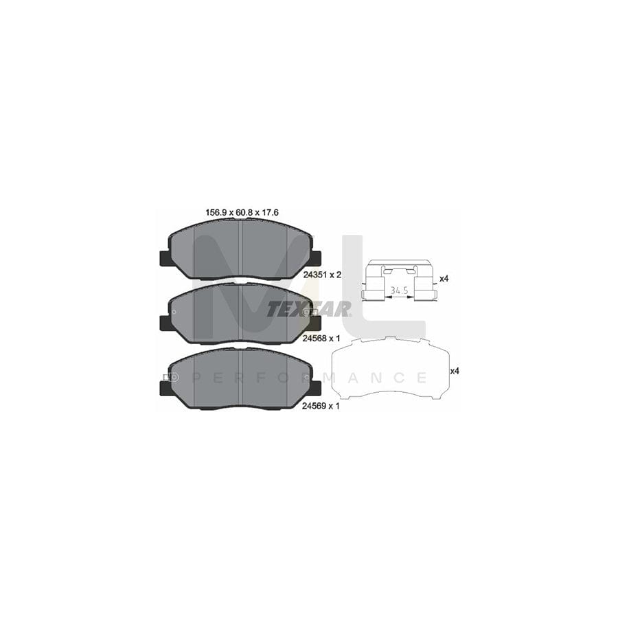 TEXTAR 2435101 Brake pad set with acoustic wear warning