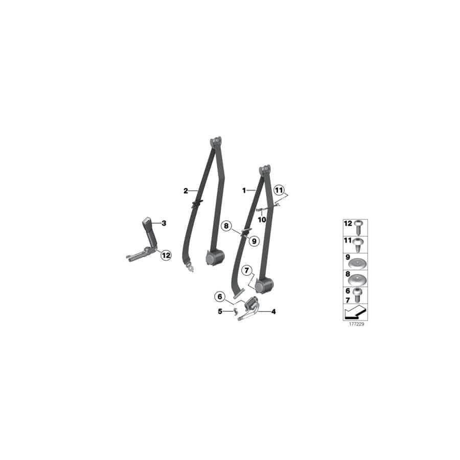 Genuine BMW 72119164500 F02 F01 F04 Upper Belt, Front Right VENETOBEIGE (Inc. Hybrid 7L, 750LiX & 740Li)