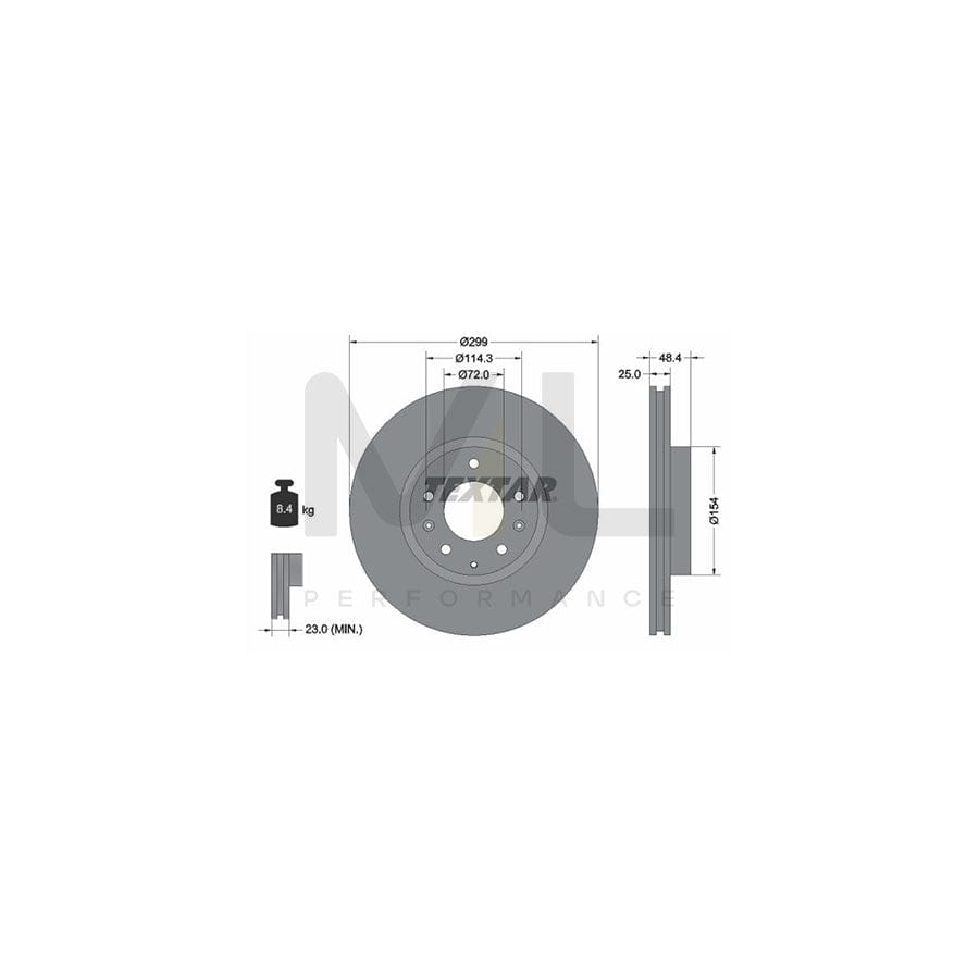 TEXTAR 92180700 Brake Disc for MAZDA 6 Internally Vented, without wheel hub, without wheel studs  - 1 piece