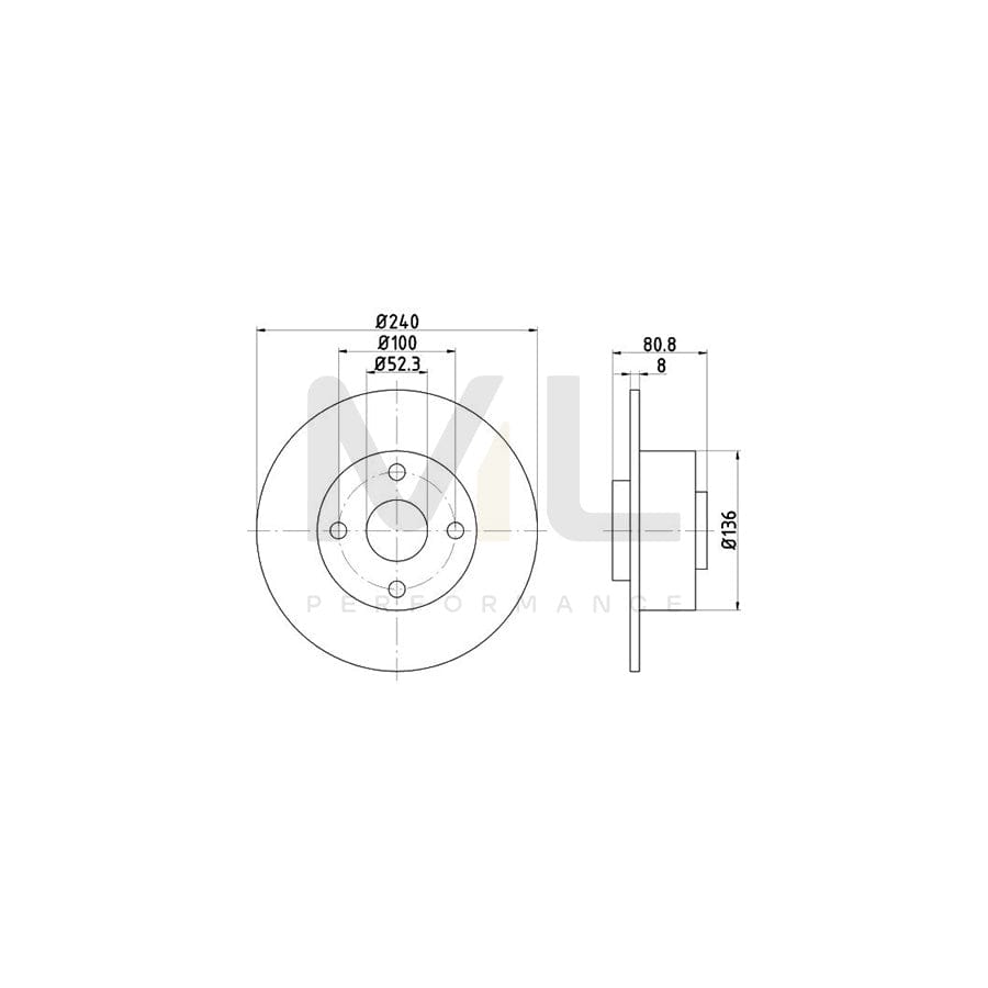 TEXTAR 92119300 Brake Disc Solid, with wheel hub, without wheel studs  - 1 piece