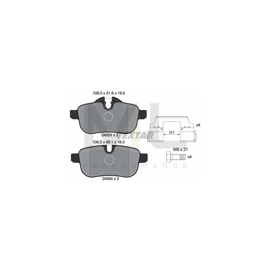 TEXTAR 2455902 Brake pad set for BMW Z4 Roadster (E89) prepared for wear indicator, with brake caliper screws, with accessories