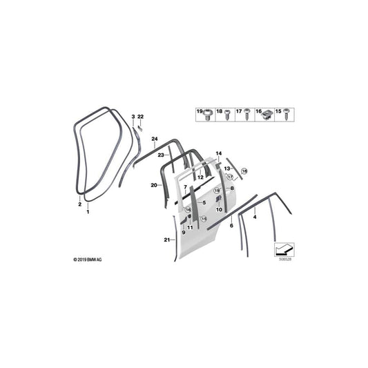 Genuine BMW 51357484061 G07 Window Cavity Seal Rear Door Left SSR (Inc. X7 50iX, X7 40iX & X7 30dX)