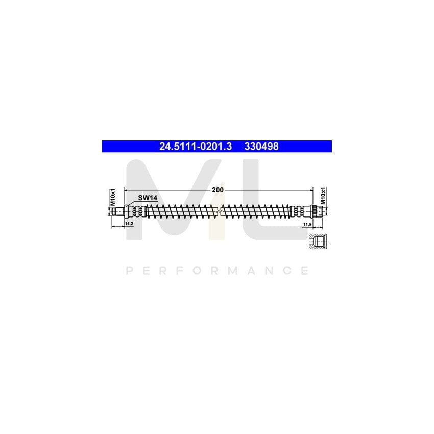 ATE 24.5111-0201.3 Brake Hose 200mm, M10x1