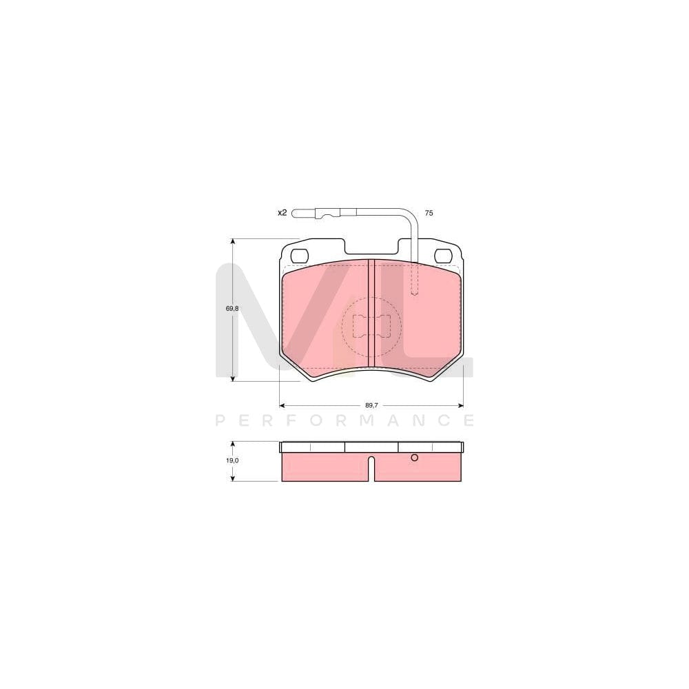 TRW Gdb256 Brake Pad Set For Audi 100 Incl. Wear Warning Contact