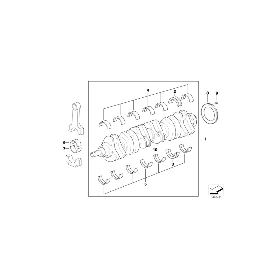 Genuine BMW 11211432278 E46 E39 Crankshaft Without Bearing Shells (Inc. 328Ci, 328i & 528i)