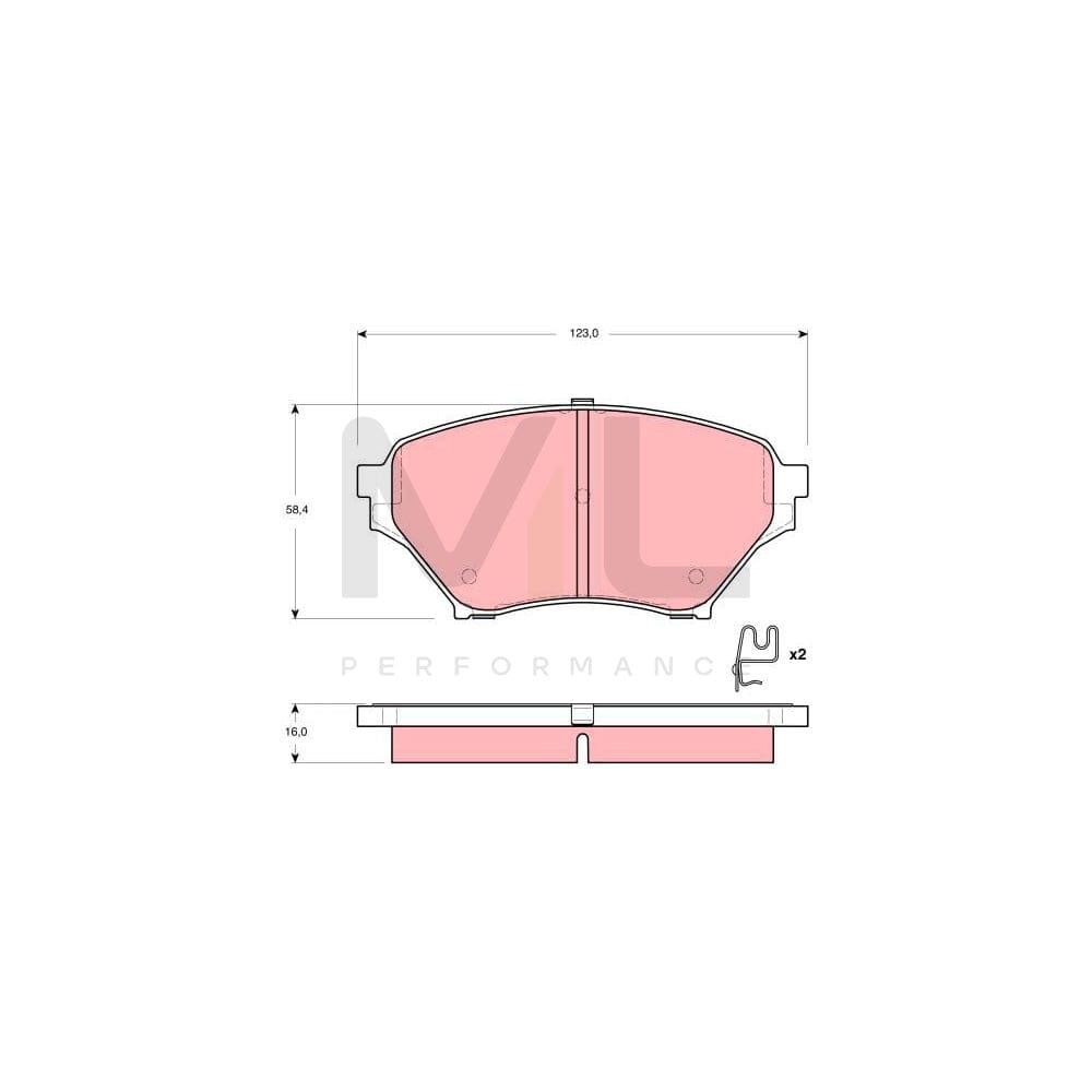 TRW Gdb3302 Brake Pad Set For Mazda Mx-5 Ii (Nb) With Acoustic Wear Warning, With Accessories