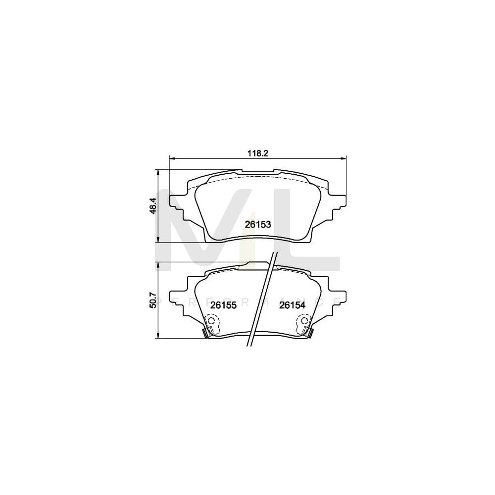 Hella 8DB 355 040-221 Brake Pad Set Incl. Wear Warning Contact, With Accessories | ML Performance Car Parts